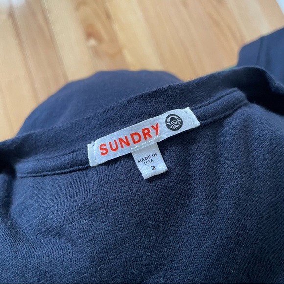 ANTHROPOLOGIE Sundry Twist-Front Side Slit Navy Blue Long Sleeve Midi Dress 2/M - Picture 10 of 12